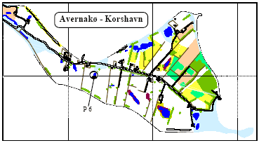Figure 2.1 Overview of localities. Location of ponds on Avernak (P1-P7, P9)