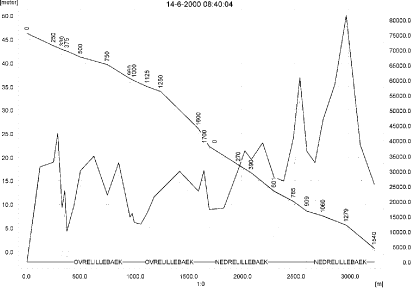 Figure 5.14. Concentrations in the sandy loam catchment on 14. June 2000, 8:40.