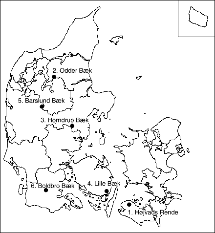 Figur 1.1. Oversigt over landovervgingsoplandenes placering. (10 Kb)