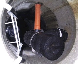 Brønd med filter (den sorte cylinder)