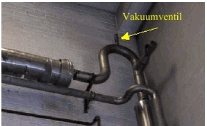 Figur 7.2: Vakuumventil for lille set i forhold til det benyttede rør. 
