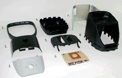 Materialekomponenter, Nilfisk GM400, ydre dele