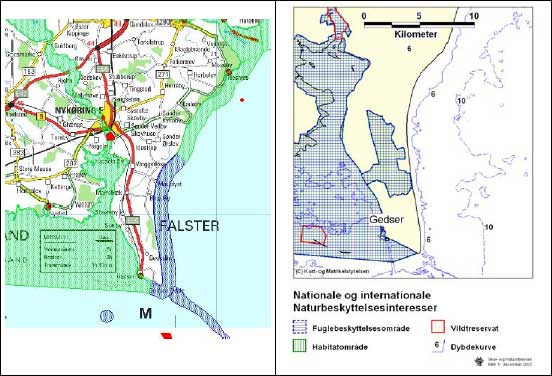 Figur 3.18 Regionplanskort, kort med naturbeskyttelsesinteresser samt søkort der angiver nødområde ved Bøtø Øst
