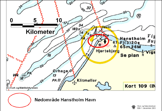 Figur 3.3 Regionplanskort, kort med naturbeskyttelsesinteresser samt søkort der angiver nødområde i Hanstholm Havn