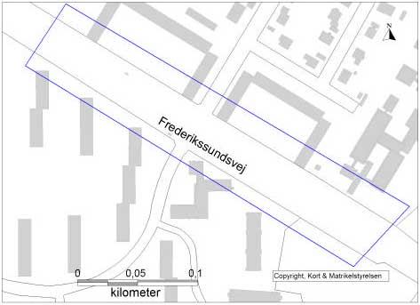 Figur 2.5 Oversigt over testarealet langs Frederikssundsvej