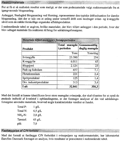 Billede: Side 2 i publikationen udrådnigngsforsøg - gennemført arpril - juni 2003 i forbindelse med projektet udvikling af metoder til udnyttelse af animalsk affald i biogasanlæg
