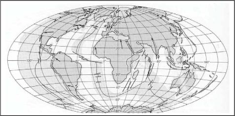 Figur 16.8 Kontinenternes placering i dag.