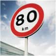 "80 km" skilt til hastighedsbegrænsning