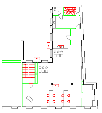 Figur 5: Skitse af salonens indretning og placering af enheder