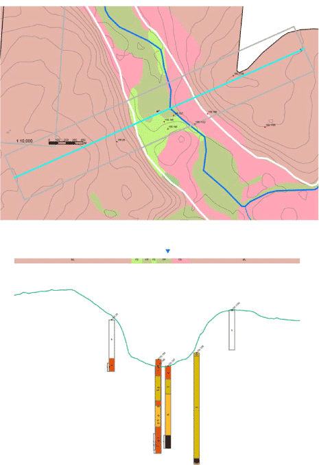 Figur 2.17. Eksempel fra transsekt T1 på færdigprocesseret profil-figur (før tolkning)