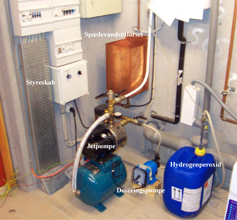 Figur 10. Kemikaliedoseringsanlæg, jetpumpe og spædevandstilførsel.