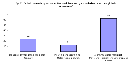 Sp. 25. På hvilken måde synes du, at Danmark især skal gøre en indsats mod den globale opvarmning?