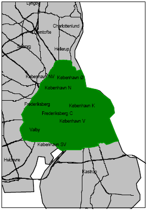 Figur 3.1 Miljøzonen i København (Frederiksberg kommune vil muligvis blive omfattet)