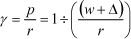 γ=p/r=1÷((w+Δ)/r)