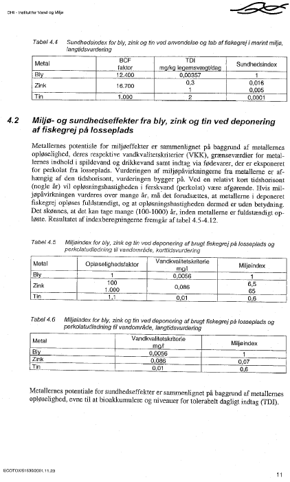 Bilag 16 – Rapport DHI – Miljøvurdering – november 2001