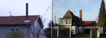 Figur 3. Eksempler på meget høje skorstene i forhold til tagfladen