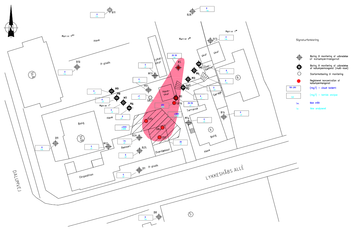 Figur 5.7: Udbredelse af KMnO<sub>4</sub> (13. måned, 10. november 2003), (figuren ses i større format i bilag 3.8.5).