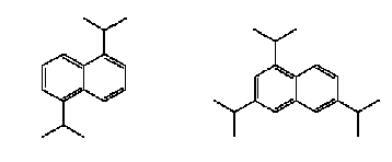 Figure 0.5: The chemical structure of Ruetasolv DI (CAS-No. 38640-62-9) – to the left, and Ruetasolv TTPN (CAS-No. 35860-37-8) – to the right