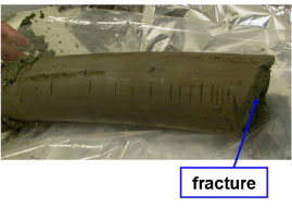 Figure 4.1 - Core sample with fracture location