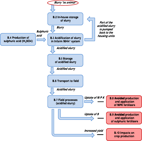 Figure 4.1. Flow diagram for the scenario for acidification of slurry.