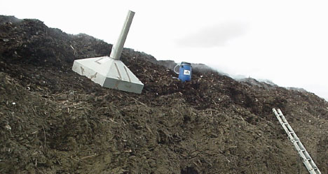 Figur 8 Statisk fluxkammer – en emhætte på en kompostmile