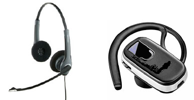 Figur 4. Eksempler på et headset og en bluetooth-modtager med In-ear højttaler
