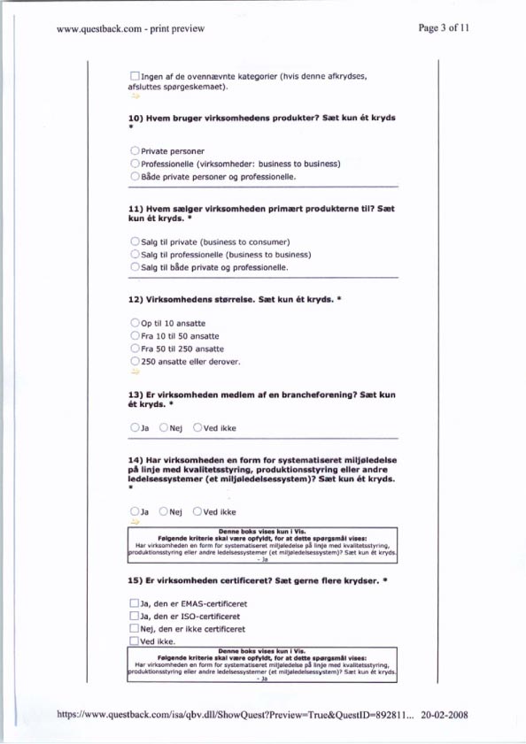 Det elektroniske spørgeskema – side 3 af 11