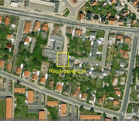 Figur 19: Rugårdsvej 234-238, det mest forurenede område og placeringen af én boring registreret i GEUS Jupiter-database.
