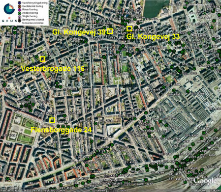 Figur 28: Oversigt over de fire lokaliteter på Vesterbro.