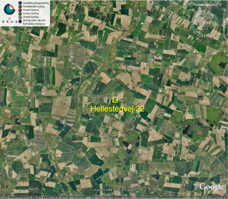 Figur 35: Luftfoto af området omkring den forurenede lokalitet på Hellestedvej 22.
