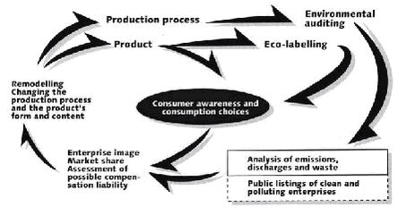 Figur 2.3 The consumer’s options for promoting environmentally friendly production methods and products (the EU’s 5th Environment Action Programme)