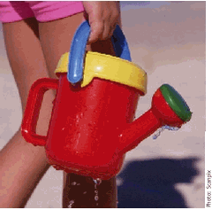 Child with bucket of water