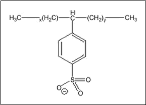 Figur 6.4 Struktur af lineær alkylbenzensulfonat