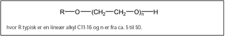 Figur 6.6 Struktur af alkoholethoxylater med en ethoxykæde