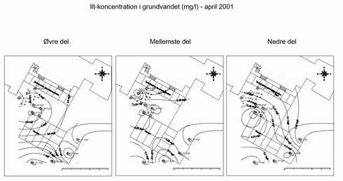 Klik p&aring; billedet for at se html-version af: &lsquo;Ilt-koncentration i grundvandet (mg/l) - april 2001&lsquo;