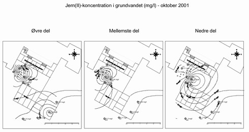 Klik p&aring; billedet for at se html-version af: &lsquo;Jern(II)-koncentration i grundvandet (mg/l) - oktober 2001&lsquo;