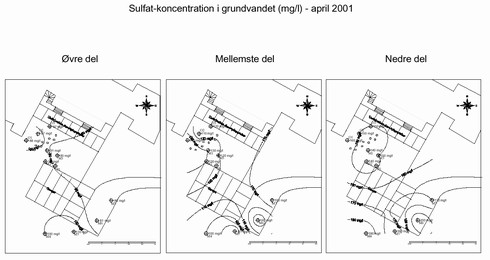Klik p&aring; billedet for at se html-version af: &lsquo;Sulfat-koncentration i grundvandet (mg/l) - april 2001&lsquo;