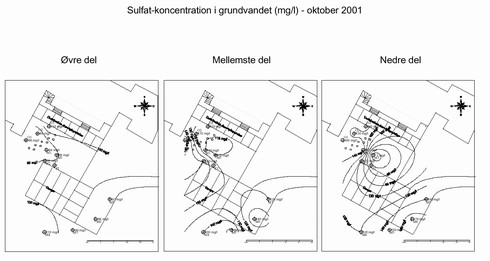 Klik p&aring; billedet for at se html-version af: &lsquo;Sulfat-koncentration i grundvandet (mg/l) - oktober 2001&lsquo;