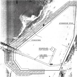 Figur 2.4.1: Skitse af den planlagte spunsvæg og celler til udførelse af pilotprojekter
