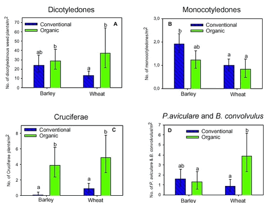 Estimated mean densities of dicotyledonous weed plants