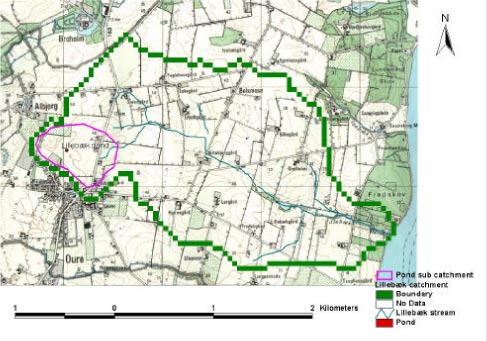 Figure 3.3 Pond location in Lilleb&aelig;k catchment.