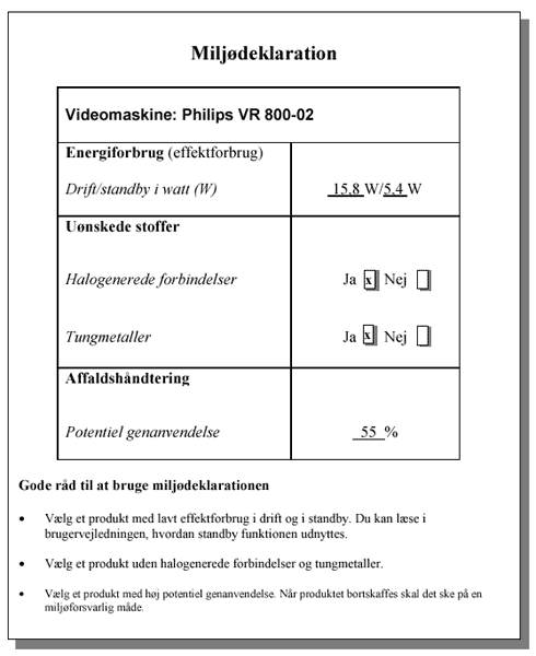 Bilag B - Forbrugervejledning, Miljøstyrelsen