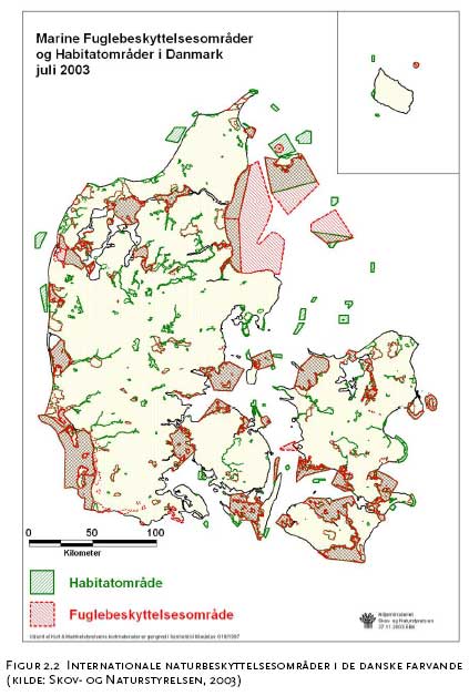 Figur 2.2	Internationale naturbeskyttelsesomr&aring;der i de danske farvande (kilde: Skov- og Naturstyrelsen, 2003)