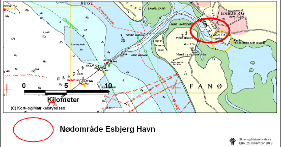Figur 3.1 Regionplanskort, kort med naturbeskyttelsesinteresser samt s&oslash;kort der angiver n&oslash;domr&aring;de i Esbjerg Havn