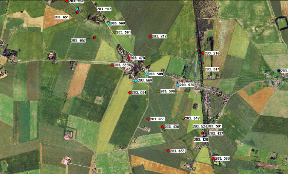 Figur 1: St. Fuglede v&aelig;rkstedsomr&aring;de med boringsangivelse