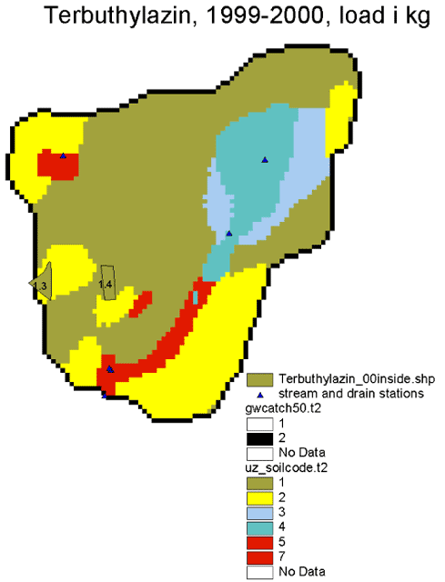 Figure: Terbuthylazin, 1999-2000, load i kg