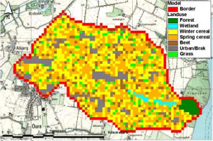 Figure 3.1 Distribution of vegetation in the Lillebæk model.