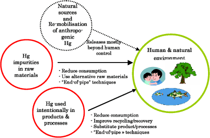 Figure 3-1 Categorisation of sources of mercury releases to the environment and main control options.