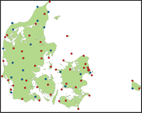 FIGURE H-1: DMI'S NETWORK OF WEATHER STATIONS IN DENMARK