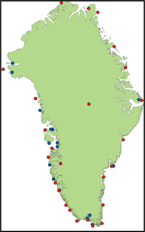 FIGURE H-2: DMI'S NETWORK OF WEATHER STATIONS IN GREENLAND